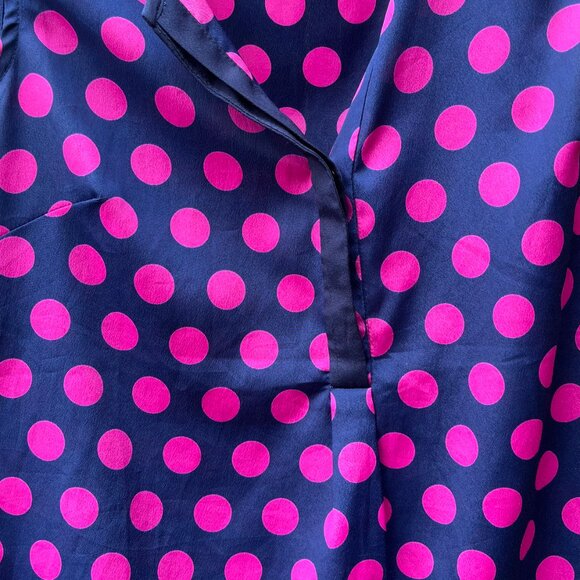Banana Republic tank top navy w/hot pink polka dots, XS - Picture 3 of 5